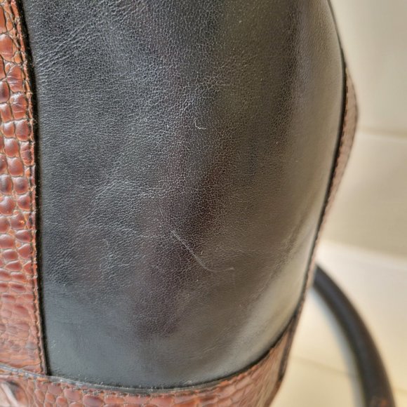 BRAHMIN Bucket Shoulder Bag Black/Brown Medium Croc Pattern Leather - Picture 7 of 12